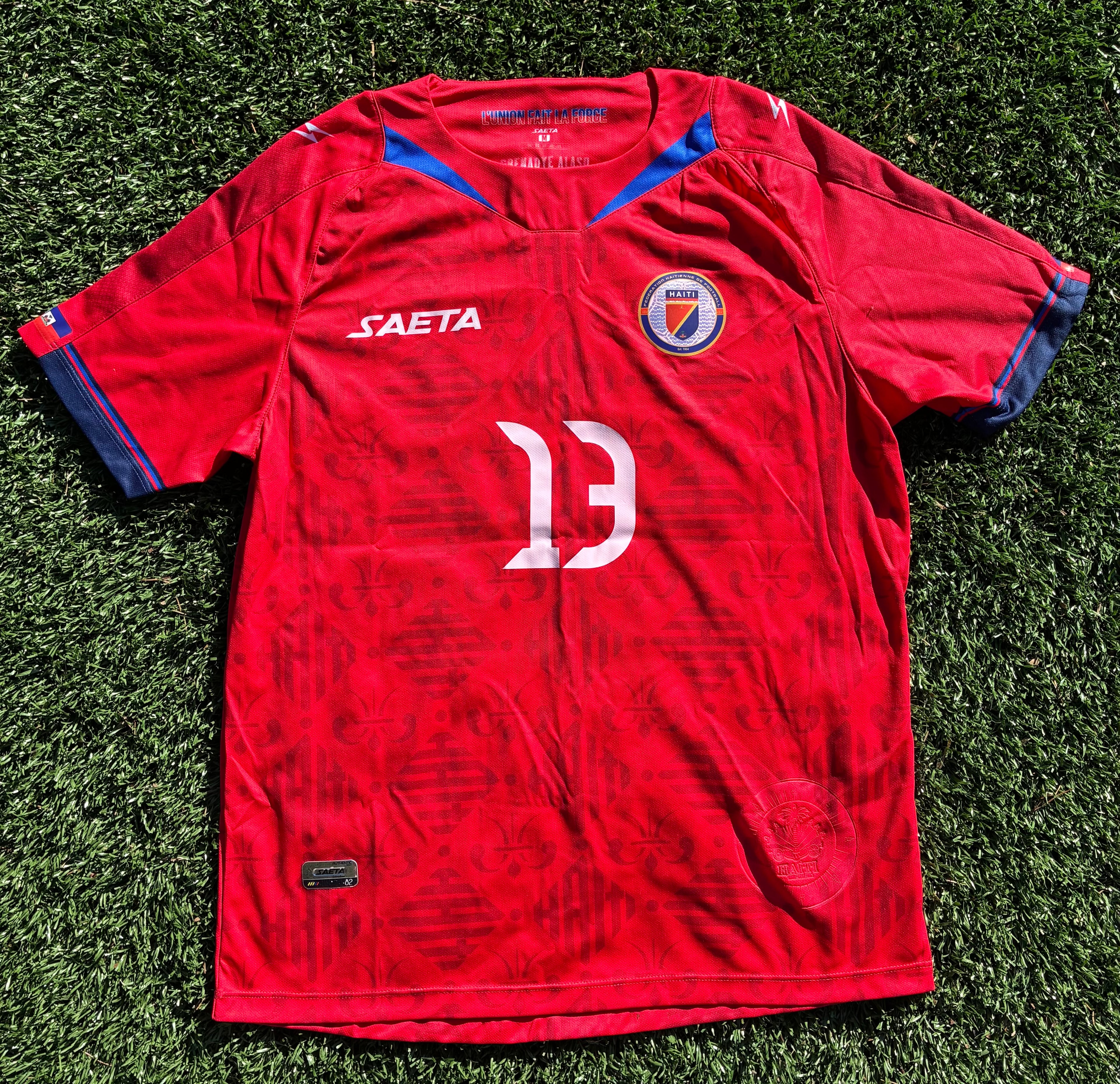Saeta Haiti 23/24 Home Jersey #13 DJEU Size Men's Medium