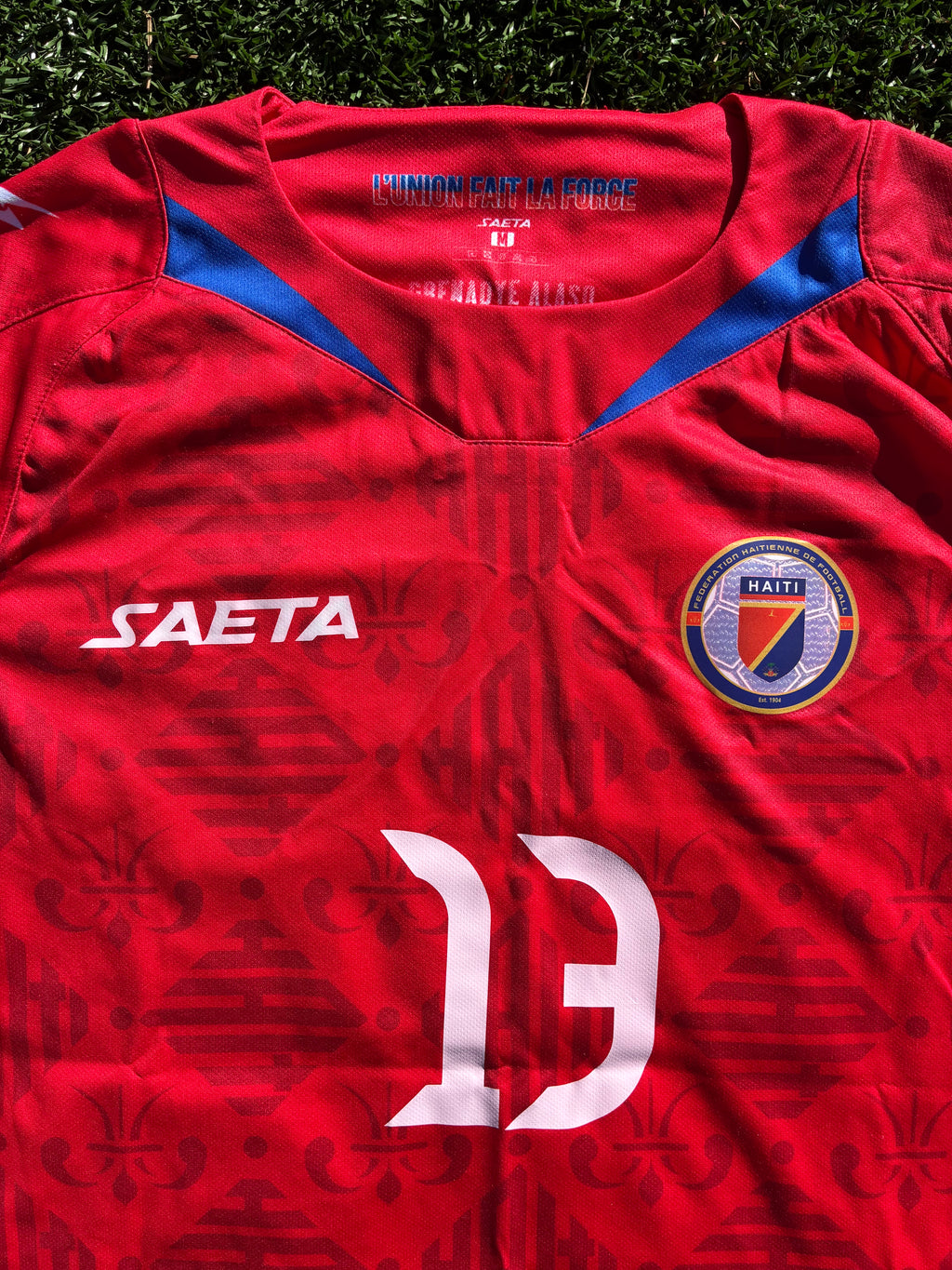 Saeta Haiti 23/24 Home Jersey #13 DJEU Size Men's Medium
