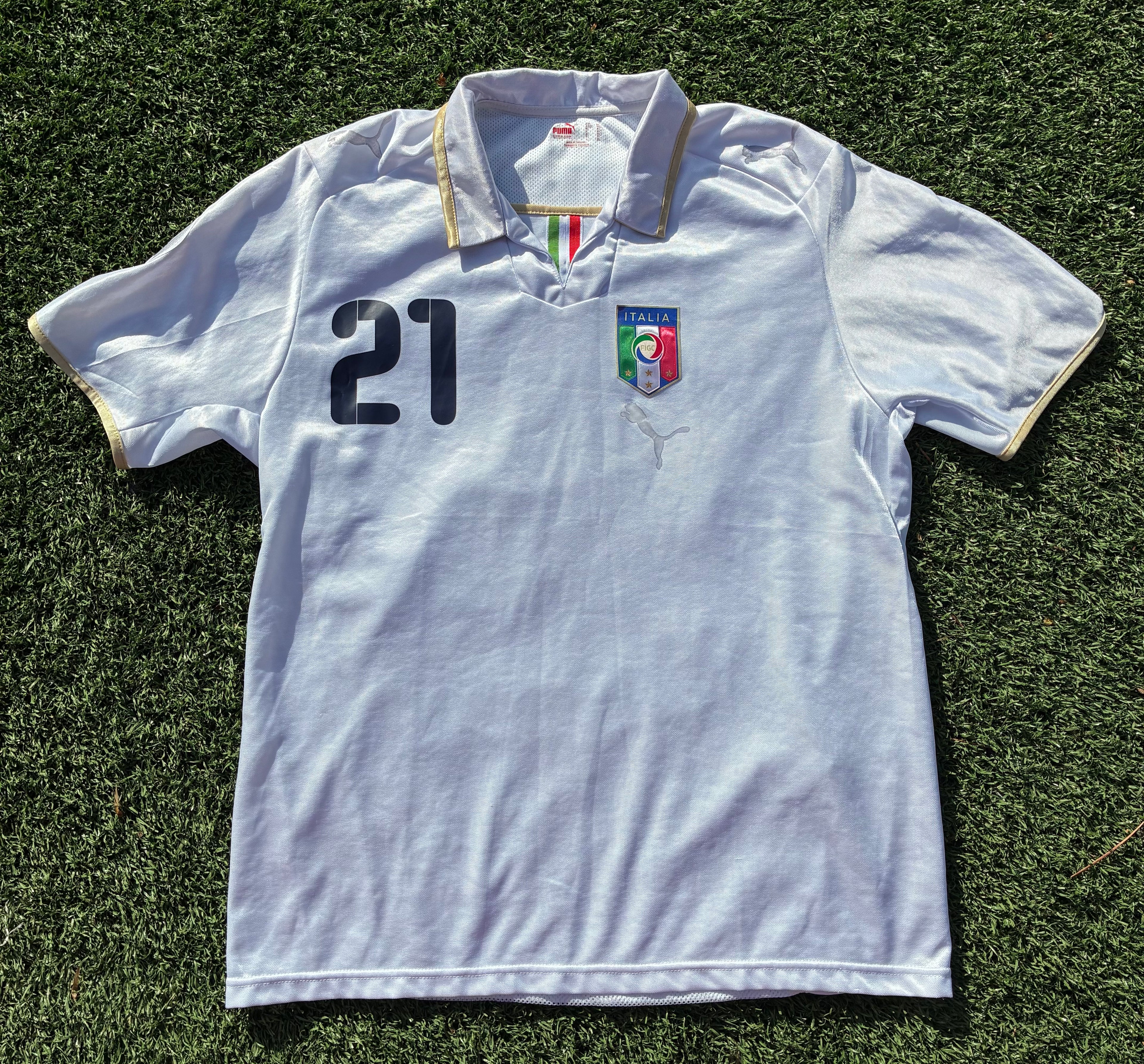 Vintage Puma Andrea Pirlo #21 Italy 2008 Euros Away Men's Size XL
