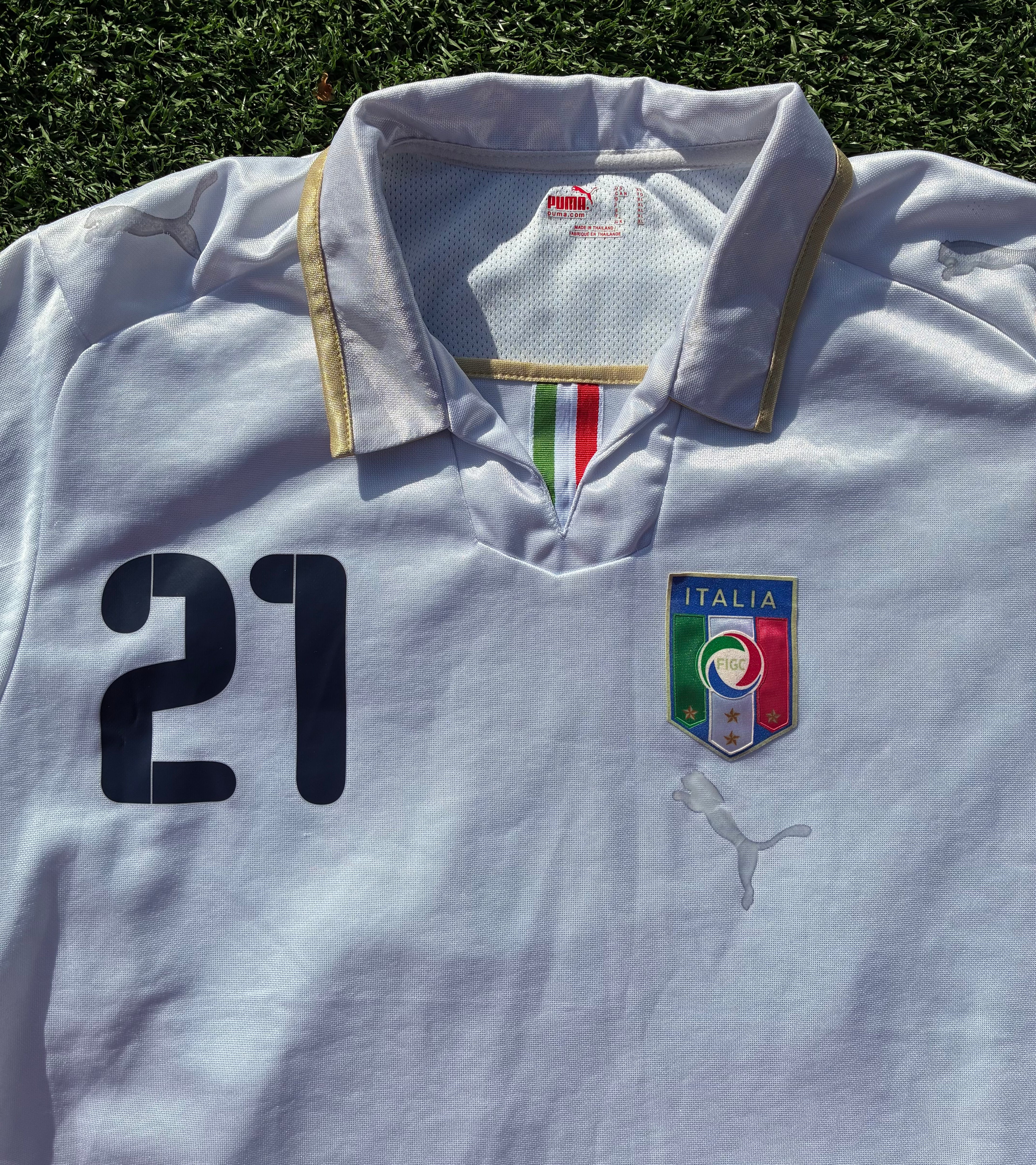 Vintage Puma Andrea Pirlo #21 Italy 2008 Euros Away Men's Size XL